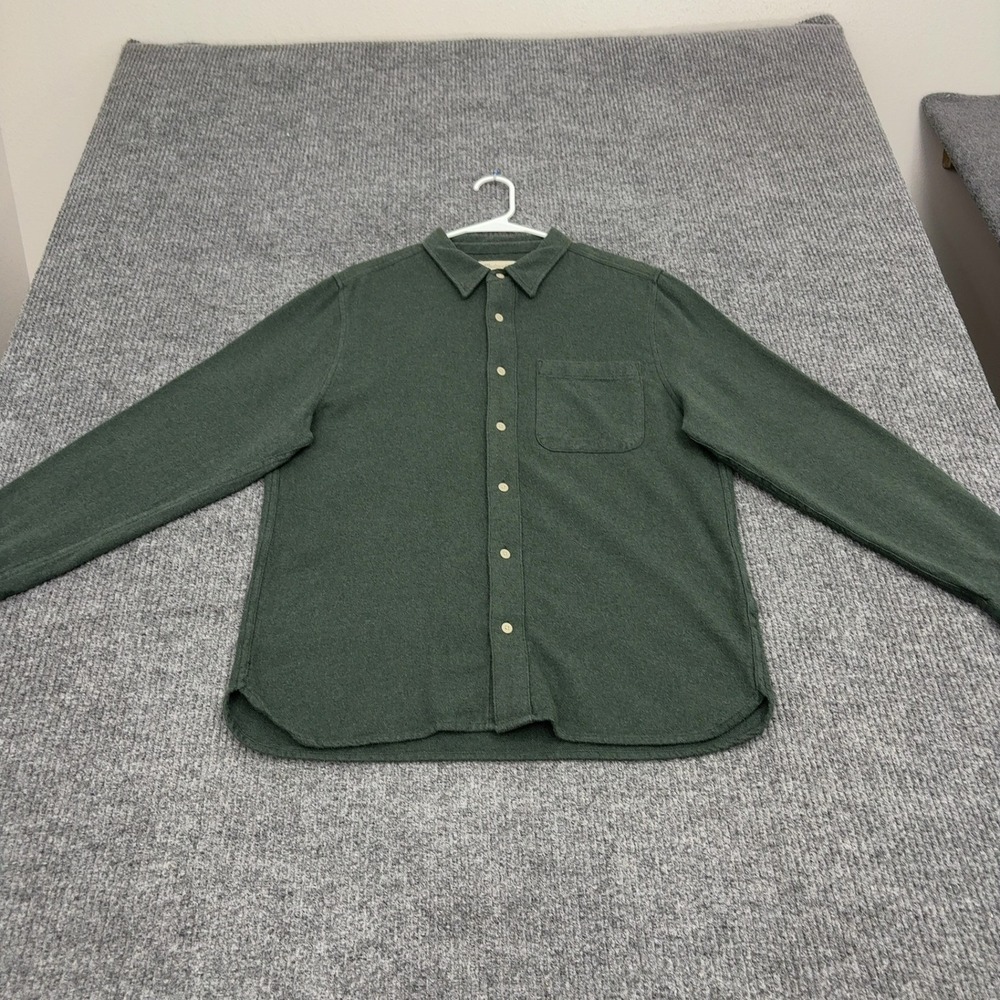 Madewell Shirt Mens M Green Cotton Perfect Fit Flannel Long Sleeve Casual Style